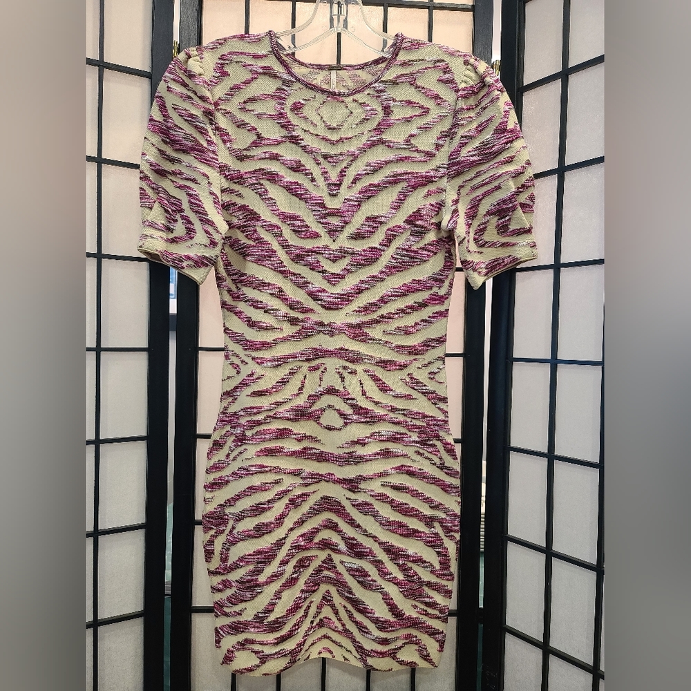 Free People Zebra Stripe BodyCon Dress sz XS/S - Picture 3 of 9